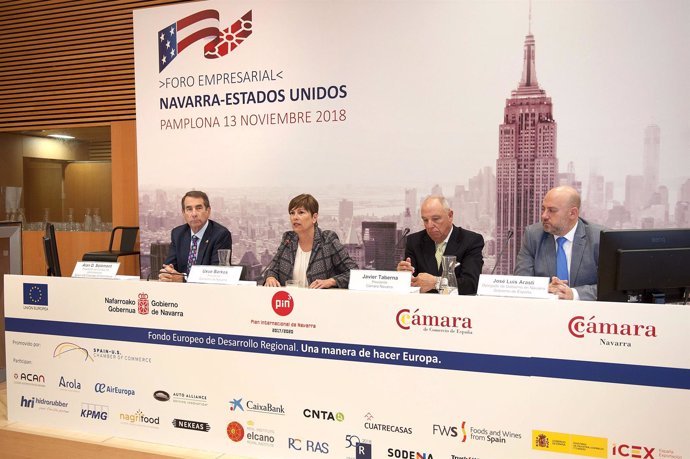Uxue Barkos interviene en el Foro Empresarial Navarra-Estados Unidos.
