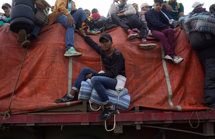 Honduran migrant Angel Galeas, 22, part of a caravan of thousands traveling from