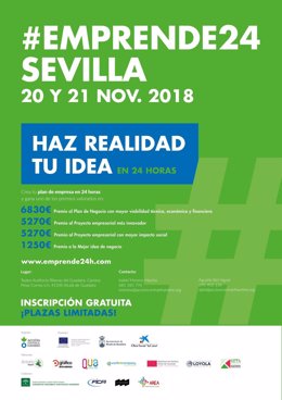 Cartel de '#Emprende24Sevilla' en Alcalá de Guadaíra