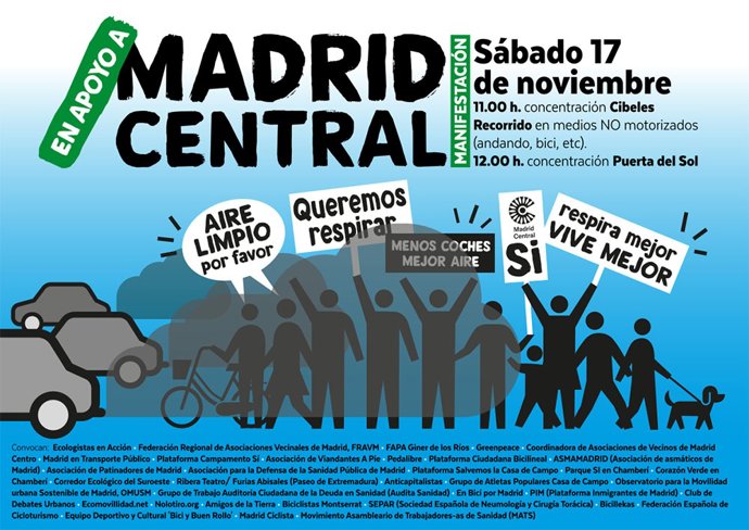Cartel promocional de la marcha en apoyo de Madrid Central
