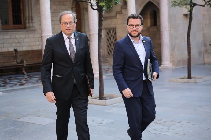 El president de la Generalitat, Quim Torra, i el vicepresident, Pere Aragonès