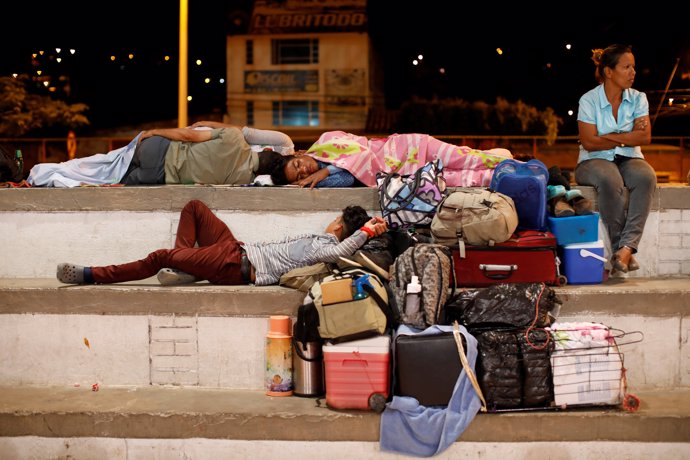 Migrantes venezolanos sin hogar en Cúcuta (Colombia) el 24 de enero de 2018