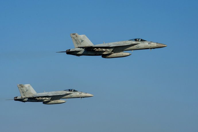 Dos F/A-18E Super Hornets en la operación contra el Estado Islámico
