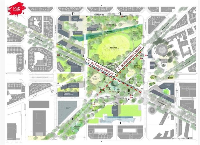 Proposta del PSC amb plànol del Futur Parc de Glòries