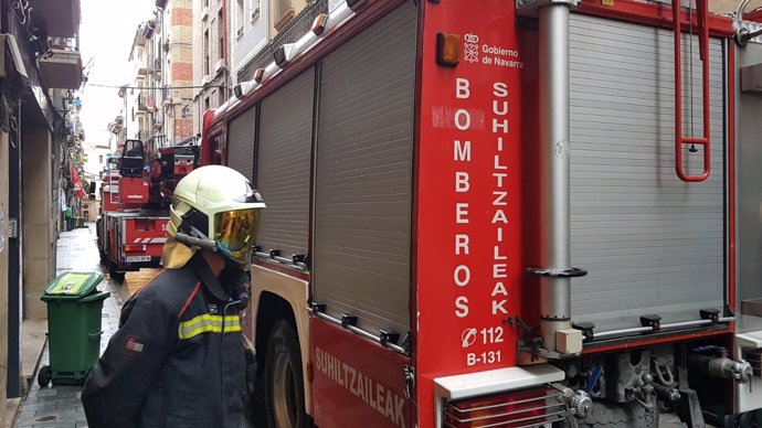 Incendio en un edificio de la calle Jarauta en Pamplona