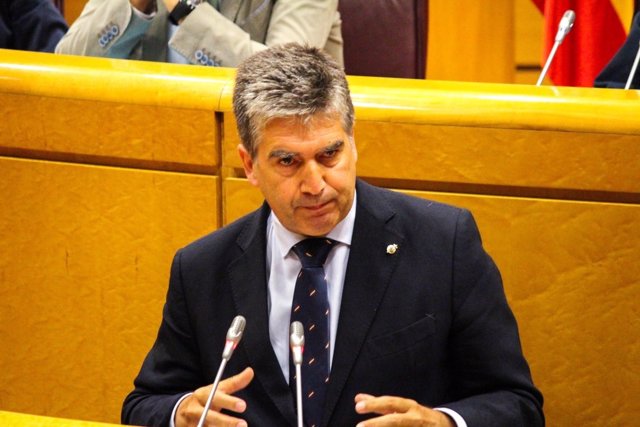 Ignacio Cosidó, portavoz del PP en el Senado, interviene desde la tribuna