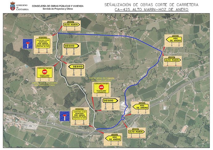 Mapa con los desvíos establecidos
