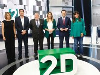 El debate de la RTVA sitúa por sorteo a Marín a la izquierda y Moreno a la derecha, con Díaz y Rodríguez en el centro