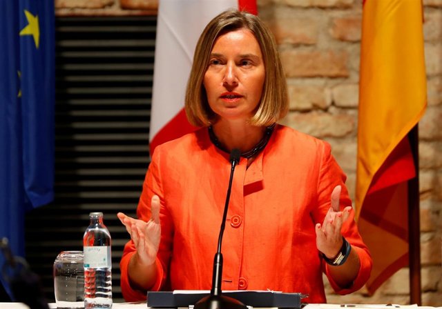 Federica Mogherini en una rueda de prensa en Viena