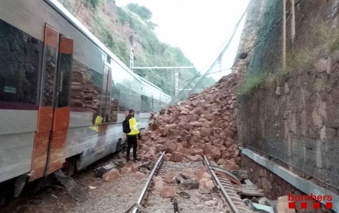 Despreniment que ha causat el descarrilament del tren de Vacarisses