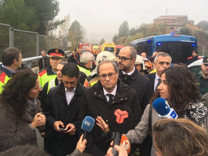 El presidente Quim Torra y los consellers Miquel Buch y Damià Calvet