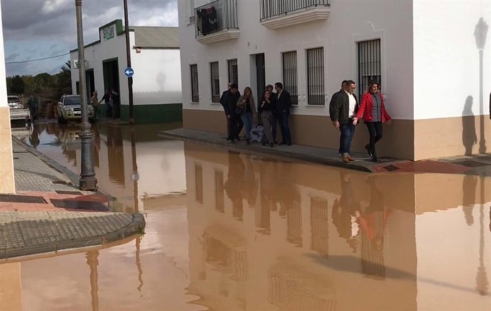 Visita a los efectos de las lluvias en La Redondela (Huelva)