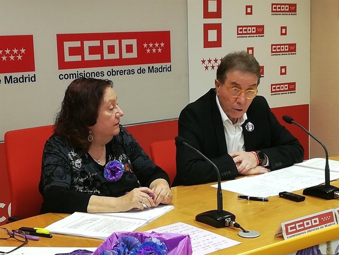 El secretario de CCOO, Jaime Cedrún, y la responsable de Mujer Pilar Morales