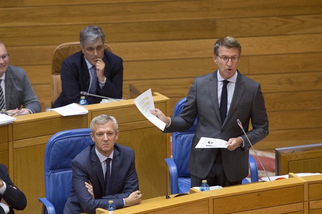El presidente gallego, Alberto Núñez Feijóo, en el Parlamento de Galicia