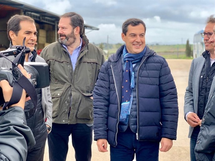 Juanma Moreno en un acto electoral del PP-A en Los Pedroches