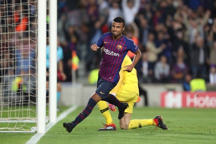 Rafinha tras marcar su gol en el Barcelona-Inter