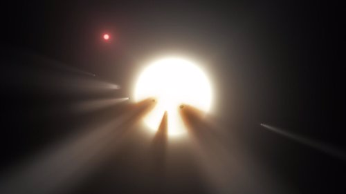 Oscurecimiento de una estrella por un enjambre de fragmentos cometarios