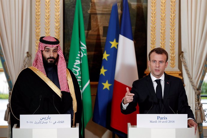 Emmanuel Macron y el príncipe heredero saudí