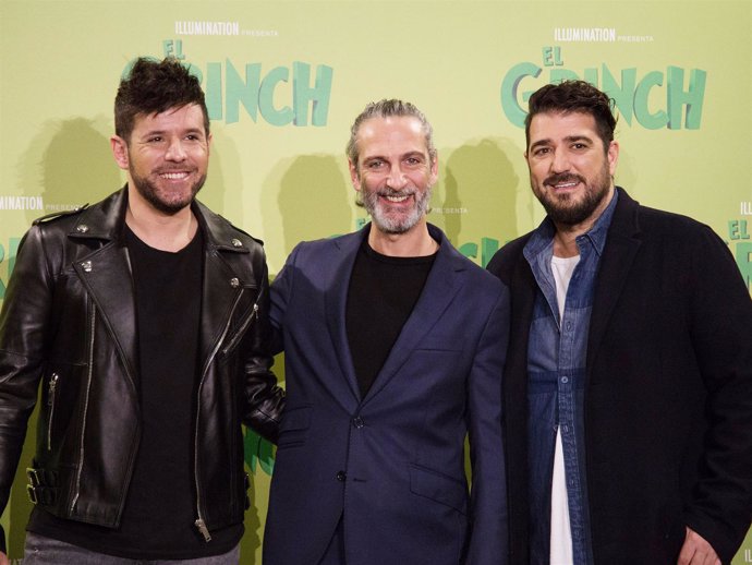 Pablo López , Ernesto Alterio y Antonio Orozco en la presentación de 'El Grinch'