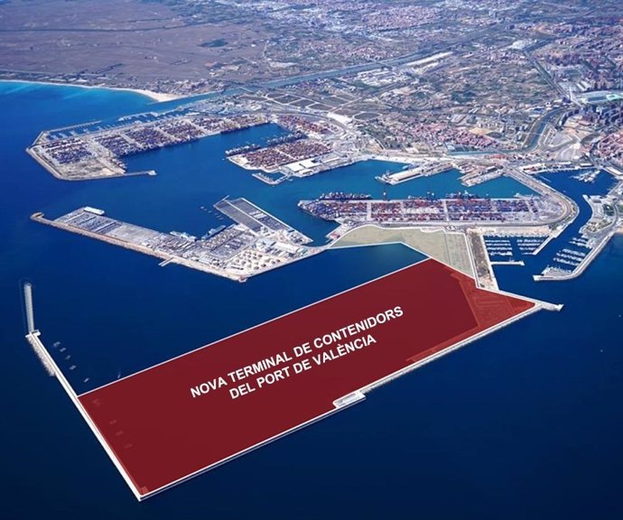 Recreación de la futura terminal de contenedores del puerto de València