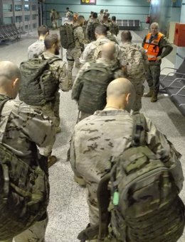 Militares de la BRIX de un grupo anterior en su salida hacia Irak