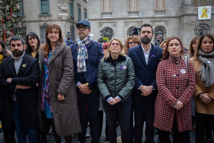 La consellera Elsa Artadi, el conseller Miquel Buch, el president del Parlament,