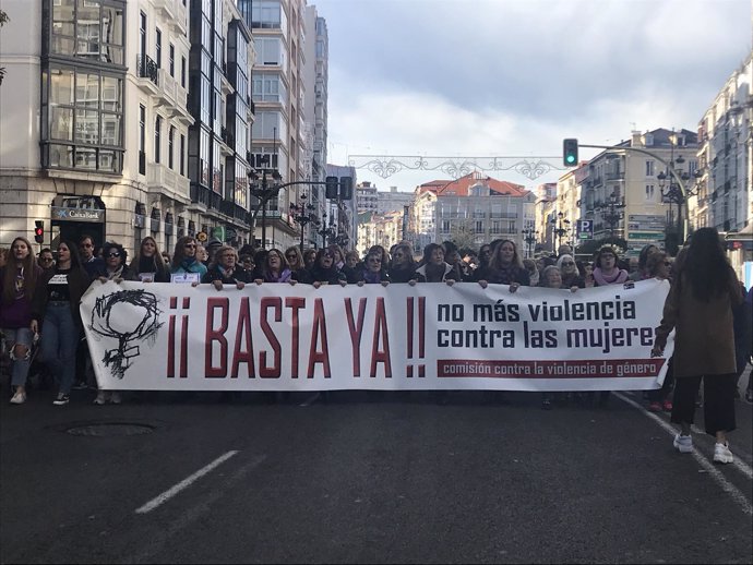 Cabecera de la manifestación por el 25N en Santander