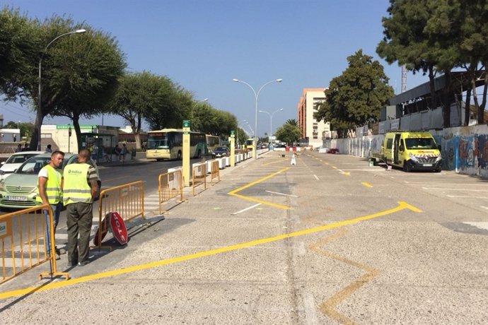 Parada de autobús en Chiclana de la Frontera (Cádiz)
