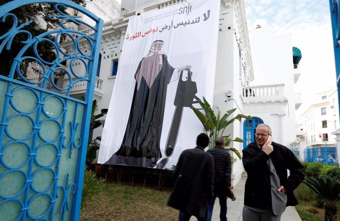 Protesta contra Mohamed bin Salmán en Túnez