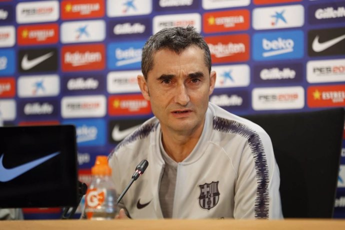 El entrenador del FC Barcelona, Ernesto Valverde, en rueda de prensa