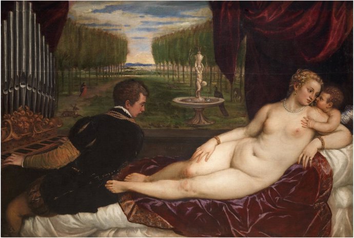 La obra de Tiziano ‘Venus recreándose en el amor y la música'.