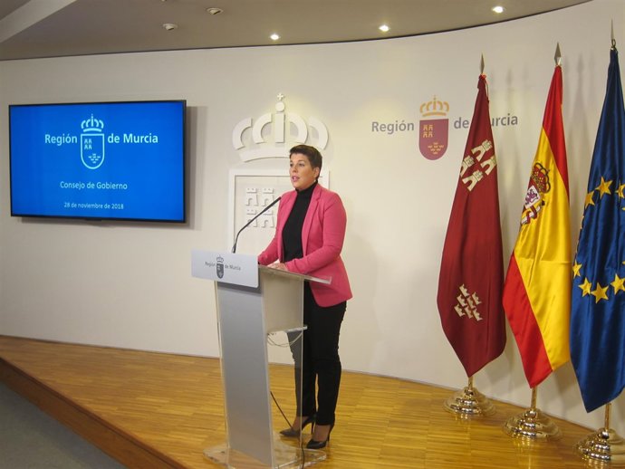 La portavoz del Gobierno murciano, en la rueda de prensa
