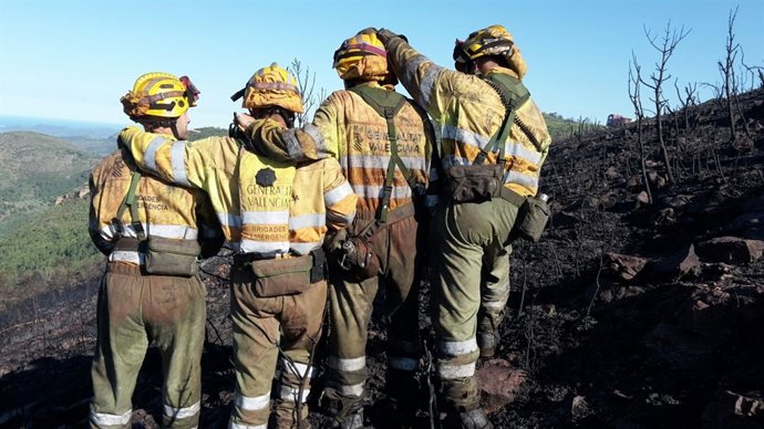 Bomberos forestales en imagen de archivo