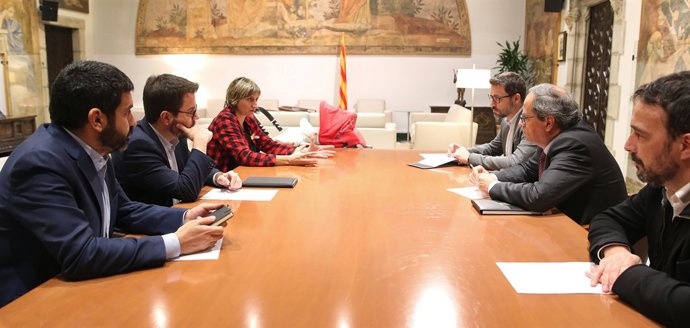 Reunió de C.Homrani, P.Aragonès, A.Vergés, V.Cullell, Q.Torra i J.Rius
