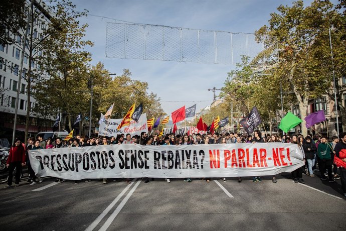 Estudiants i professors s'uneixen al sector sanitari en una manifestació 