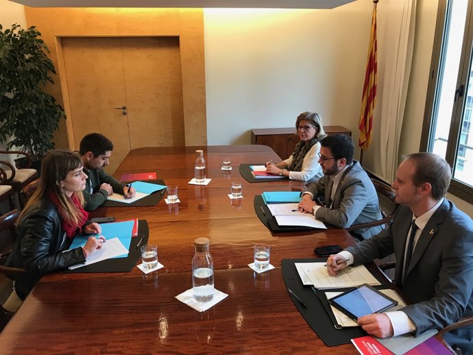 Reunió del vicepresident P.Aragonès amb J.Albiach i D.Cid (CatECP)