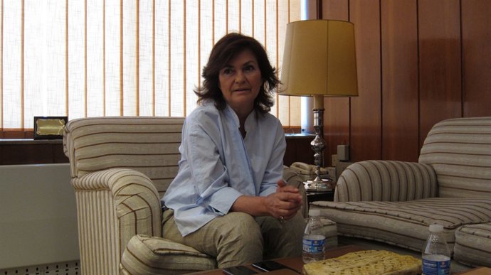 Carmen Calvo en una visita a la Subdelegació del Govern a Còrdova