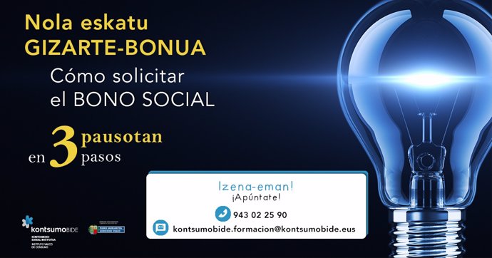 Cartel de los talleres de Kontsumobide del 'bono social'