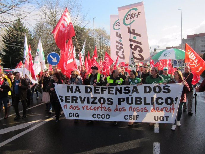 Manifestación personal laboral de la Xunta en Santiago