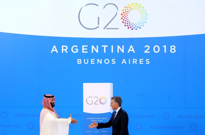 SMohamed Bin Salman y Mauricio Macri en la cumbre del G20