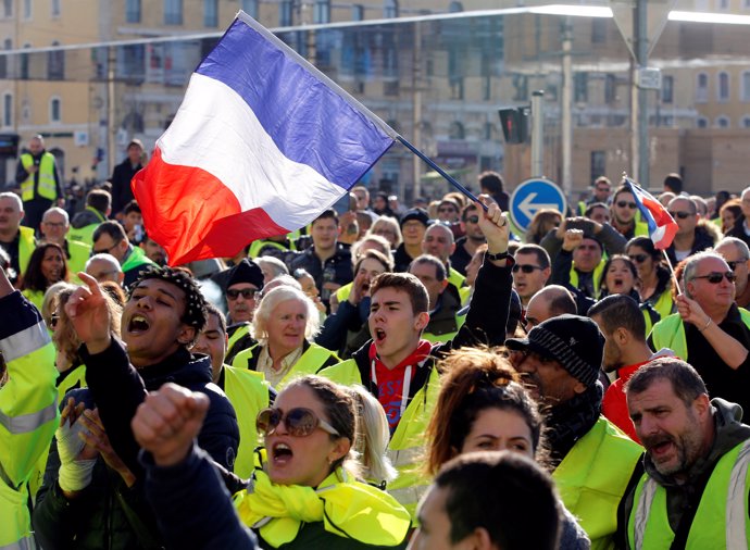Manifestación de los "chalecos amarillos" en Marsella