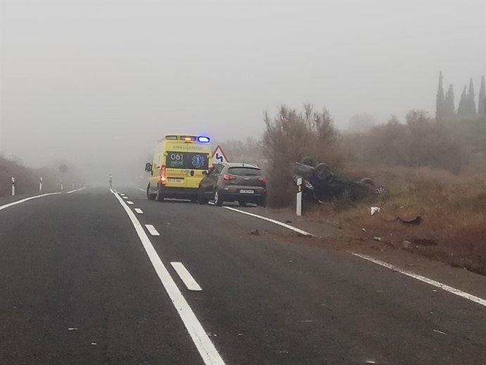 Accidente en la N-232, en Quinto de Ebro