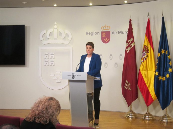 La portavoz del Gobierno murciano, Noelia Arroyo, en la rueda de prensa