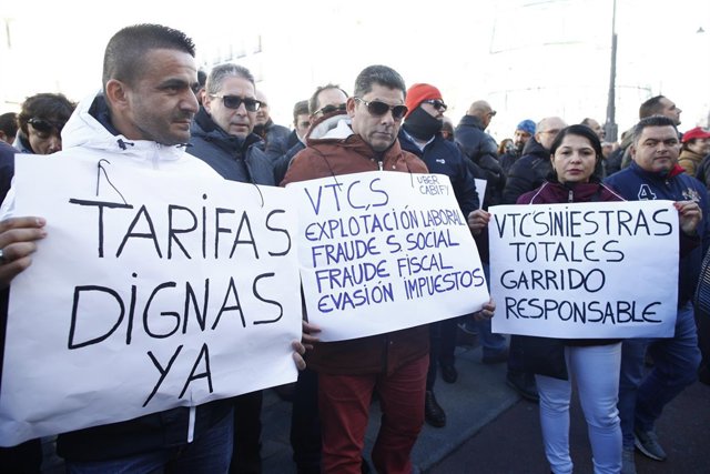 Manifestación de taxistas en Madrid