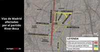 Estos serán los cortes de tráfico en Madrid por la celebración de la Copa Libertadores