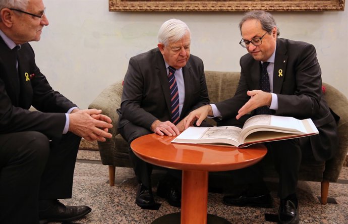 El president de la Generalitat, Quim Torra, i l'expresident d'Eslovènia