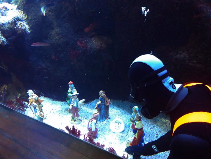 Belén sumergible en el Aquarium de San Sebastián