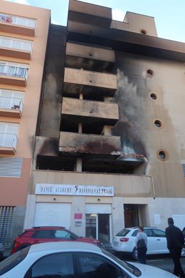Edificio afectado por un incendio en Ibiza