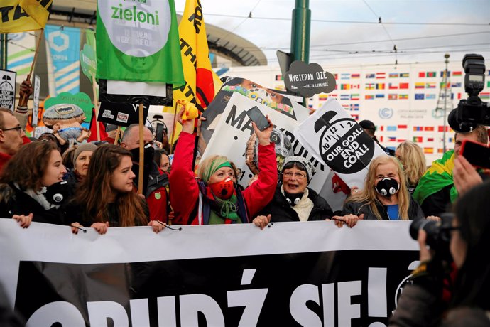 Manifestación contra el cambio climático en Katowice