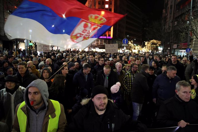 Manifestación de la oposición en Belgrado